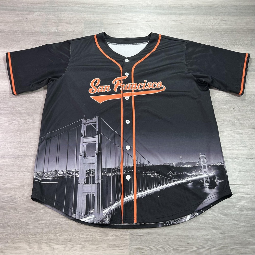 San Francisco‎ Baseball SGA Jersey Shirt Mens XL Black Orange Golden Gate Bridge